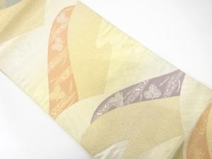 アンティーク　山並に若松・紅葉模様織り出し袋帯（材料）